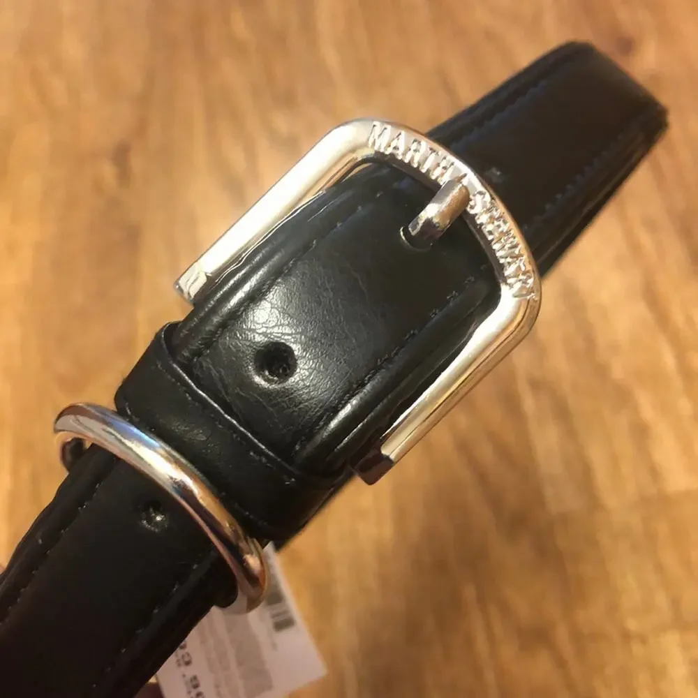 Martha Stewart Black and Silver Leather Buckle Dog Collar Size 20